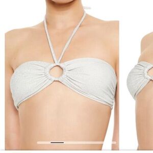 Silver Halter Bikini Top